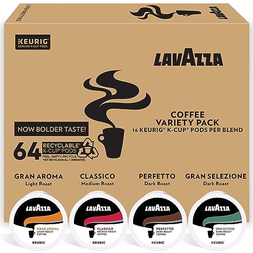 Lavazza Coffee K-Cup Pods Variety Pack for Keurig Single-Serve Coffee Brewers, 64 Count , Value Pack, Notes of: fruits, flowers, chocolate, carmel, citrus