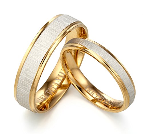 Gemini Free Engrave His and Her Groom Bride 18K Yellow Gold P Matching Anniversary Wedding Couple Ring Valentine Day Gift