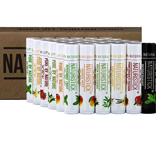 36-Pack Bulk Lip Balm Gift Set by Naturistick. Assorted Scents. 100% Natural Ingredients. Includes Counter Display Box. Best Beeswax Chapstick for Dry, Chapped Lips. Made in USA