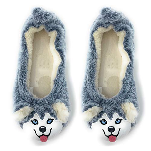 Women’s Slippers, Comfy Fleece Memory Foam Funny Animal Slippers, Fuzzy Plush Lining Slip-on House Shoes