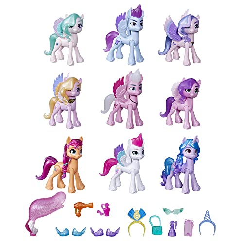 My Little Pony A New Generation Movie Royal Gala Collection Toy for Kids - 9 Pony Figures, 13 Accessories, Poster (Amazon Exclusive)