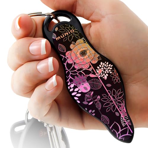 MUNIO Self Defense Keychain Kit – Personal Safety Device, Portable and Legal for Airplane Travel, TSA Approved, Made in the USA (Modern Flowers)