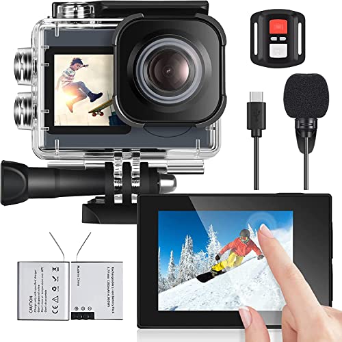 icefox Action Camera 4K Underwater Camera Waterproof 40M Ultra HD 20MP Camera 170 ° Ultra Wide Angle External Microphone WiFi Camcorder, Dark Gray