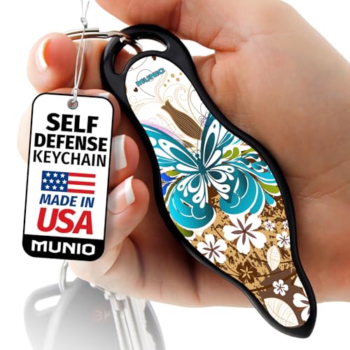 MUNIO Self Defense Keychain Kit – Personal Safety Device, Portable and Legal for Airplane Travel, TSA Approved, Made in the USA (Brownie)