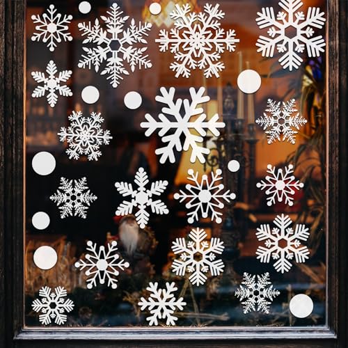 321pcs Christmas Window Clings for Glass Windows 9sheets Christmas Window Decals Snowflakes Christmas Decorations Christmas Window Stickers for Kids Holiday Window Clings Winter Decorations