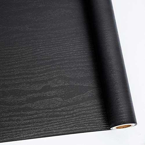 Abyssaly Black Wood Peel and Stick Wallpaper Decorative Self-Adhesive Film for Surfaces Easy to Clean Thickening Upgrade Increase Stomata and Reduces Bubble Generation 11.8 Inch X 78.7 Inch