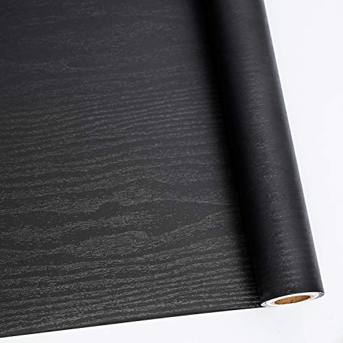 Abyssaly Black Wood Peel and Stick Wallpaper Decorative Self-Adhesive Contact Paper Film for Surfaces Easy to Clean Thickening Upgrade Increase Stomata and Reduces Bubble Generation 11.8 in X 78.7 in