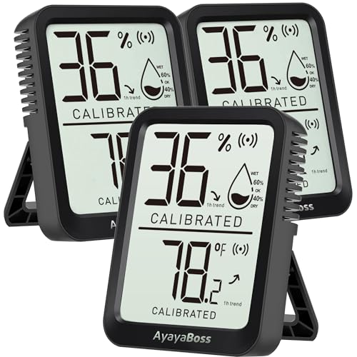 AyayaBoss Room Thermometer Indoor, Thermometer Hygrometer for Home, Humidity Gauge, Temperature and Humidity Monitor, Digital Sensor Humidity Meter for Bedroom, Pet, Plant - Mini Size - Pack of 3