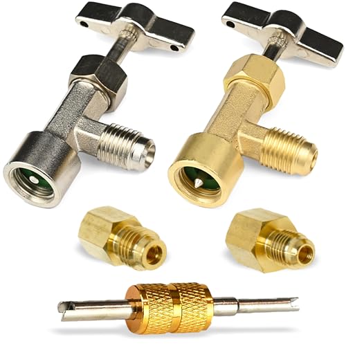 Lu-Hawk R134A Self-Sealing, Single Puncture Can Taps, with Valve Core Removal Tool, and Brass Fittings.