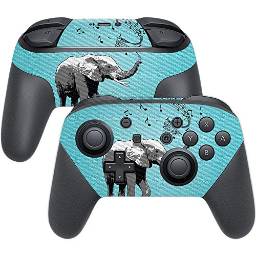 MightySkins Carbon Fiber Skin for Nintendo Switch Pro Controller - Musical Elephant | Protective, Durable Textured Carbon Fiber Finish | Easy to Apply, Remove, and Change Styles | Made in The USA