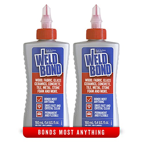 Weldbond Non-Toxic Multi-Surface Glue That Bonds Most Anything! Use as Wood Glue or for Glass Mosaic Ceramic Pottery Craft Tile Porcelaine Stone Jewelry Fabric Furniture & More. 5.4oz /160ml 2-Pack