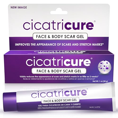 Cicatricure Face & Body Advanced Scar Gel, Scar Treatment for Old & New Scars, Fades Stretch Marks Away, Surgical Scars, Injuries, Burns and Acne Scar Treatment, For Adults & Kids, 1 oz (28g), 1-Pack