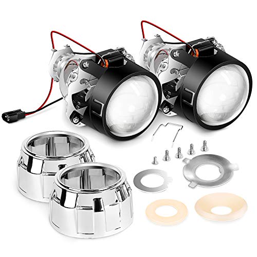 Nilight 2.5' LHD H1 Bi-Xenon HID Projector Lens Low High Beams with Shrouds for H4 H7 H11 9005 9006 9007 H13 Headlight,2 Years Warranty