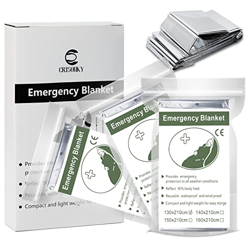 Crisonky Emergency Mylar Thermal Blankets, Designed for Outdoors, Survival Reflective Thermal First Aid Foil Blanket
