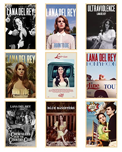 Uozylo A Set of 9 Lana Del Rey Posters Album Cover Posters for Room Aesthetic Wall Art Teens Room Decor 8x12 inch Unframed