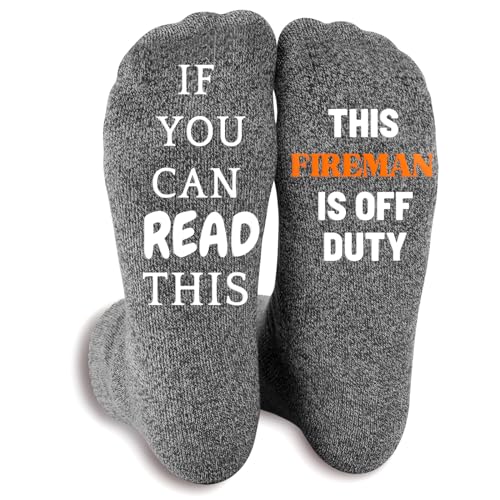 Funny Socks - If You Can Read This, This Fireman Is Off Duty Socks, FireFighter Gifts, Fireman Gifts,Novelty Socks For Men, Gifts for Men