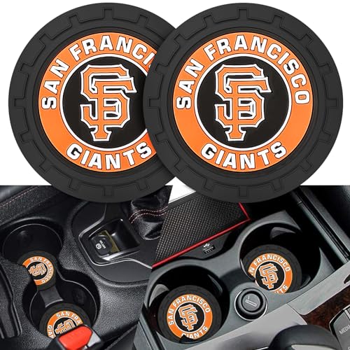 2PCS Car Cup Holder Coaster,Auto Cup Holder Insert Coaster for San Francisco Giants Baseball Fans, Non-Slip Car Drink Holder Coaster, Car Interior Accessories, SF Giants