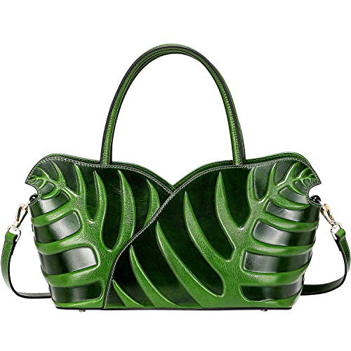 PIJUSHI Designer Leaf Handbags and Purses for Women Top Handle Satchel Shoulder Bag (22352 Green)