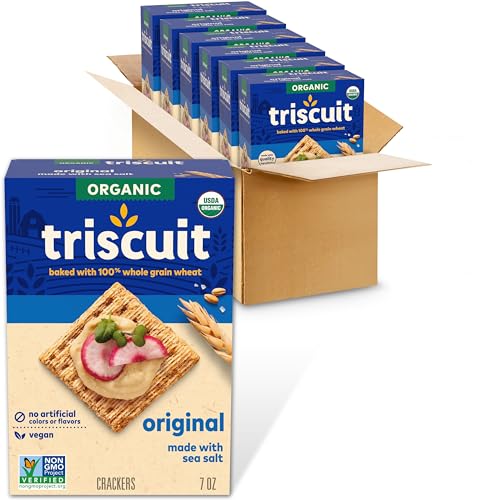 Triscuit Organic Original Whole Grain Wheat Crackers, Organic Crackers, Vegan Crackers, 6 - 7 oz Boxes