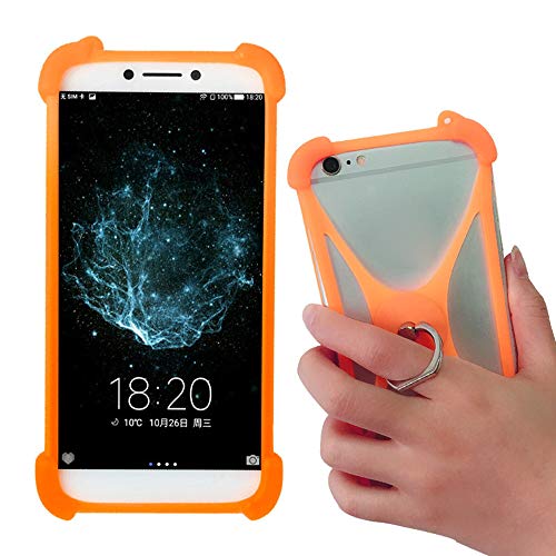 Universal Soft Silicone Orange Case for Samsung Galaxy Galaxy J7, Galaxy S10 S9 S7/ S6/ S5 Active Phone Stand Ring Holder Case Cover for Motorola Moto G7 Alcatel OneTouch Idol 3 Huawei Ascend Mate 2