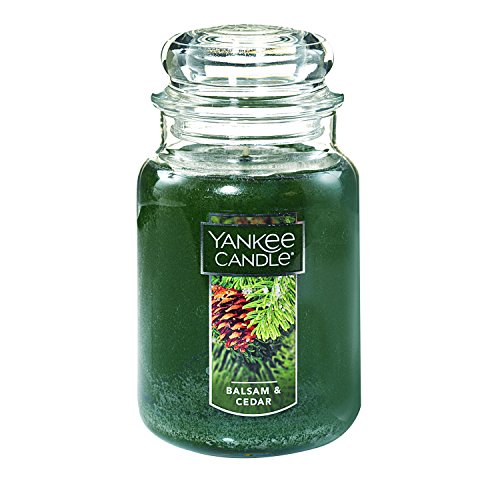 Yankee Candle Balsam & Cedar Candle, Festive Scent, Classic Large Jar, Green