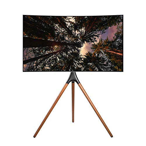 TechOrbits Tripod TV Stand with Mount - Non-Slip TV Mount Stand for Floor, Universal Fit, 45' to 65' TVs, Height Adjustable W/ 360 Degree Swivel, TV Stand for Bedroom, Living Room
