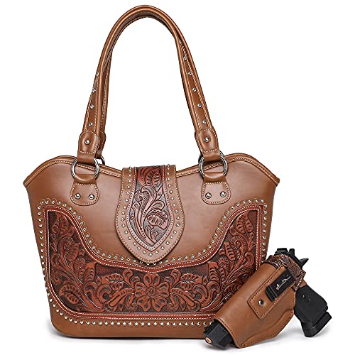 Montana West Women Shoulder Bag Hobo Handbag Fashion Tooling Tote Bag WRLH-8005BR