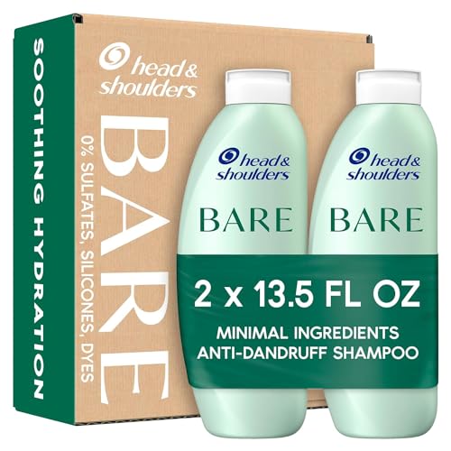 Head & Shoulders BARE Dandruff Shampoo, Sulfate Free Minimal Ingredients Anti Dandruff Shampoo, Soothing Hydration, Ecobottles with Less Plastic, Safe for All Hair Types, 13.5 fl oz each, Twin Pack