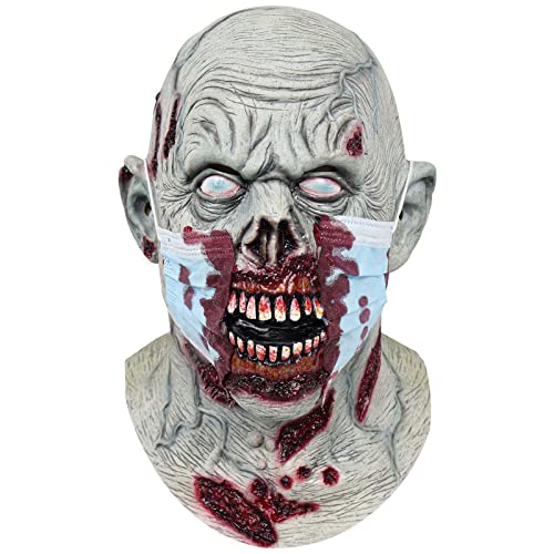 Pigmiss Halloween Scary Zombie Mask Full Head Latex Demon Mask Creepy Vampire Headgear Horror Cosplay Costume Bloody Props