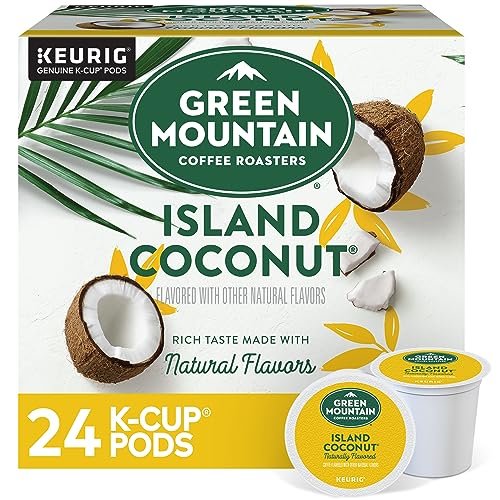 Green Mountain Coffee Roasters Island Coconut, Single-Serve Keurig K-Cup Pod, Flavored Light Roast Coffee, 24 Count (Pack of 1)