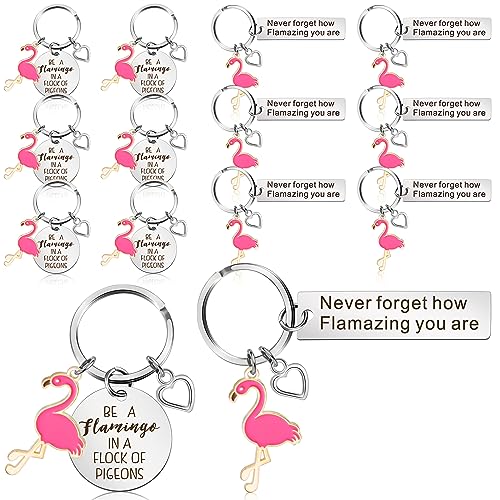 Tondiamo 12 Pcs Flamingo Gifts for Women Motivational Flamingo Keychain Never Forget How Flamazing You Are Pink Inspirational Keychain Accessories Christmas Thanksgiving Gifts for Women Girls Mom