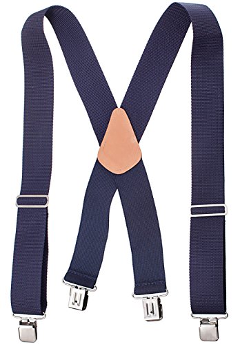Heavy Duty X-Back Adjustable Work Suspender with Extra Heavy Clips - Navy