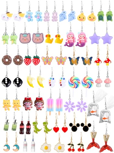 36 Pairs Cute Weird Fun Earrings for Teen Girls Unique Funky Cool Dangle Earrings Set for Women Multipack