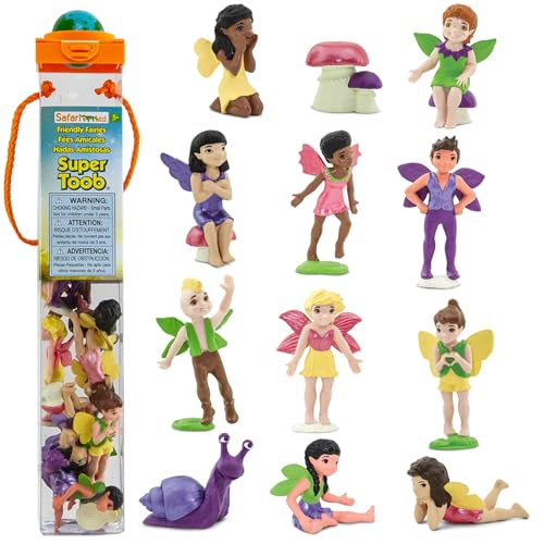 Safari Ltd. Friendly Fairies Super TOOB - 10 Adorable Fairy Figurines - Detailed Hand-Painted Toy Figures For Boys, Girls & Kids Ages 3+