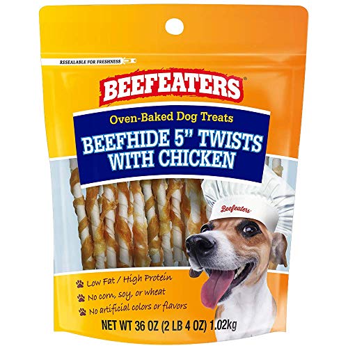 Beefeaters Beefhide 5' Twists with Chicken Treats for Dogs | 36 oz, One Size (348856)