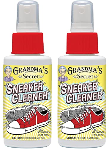 Grandma's Secret Sneaker Cleaner - Shoe Cleaner for Rubber, Canvas and Leather - Stain Remover Spray Removes Dirt, Grime and Grass - Sneakers Cleaner for Outdoor Shoes, Slippers and Moccasins – 3 oz