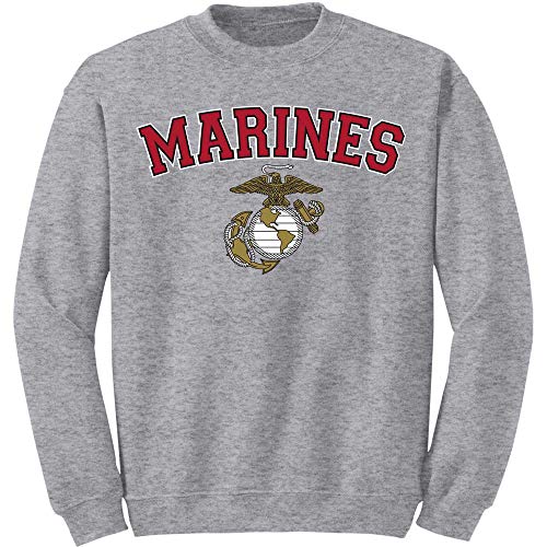 Honor Country US Marines USMC EGA Emblem Crewneck Fleece Sweatshirt - Grey