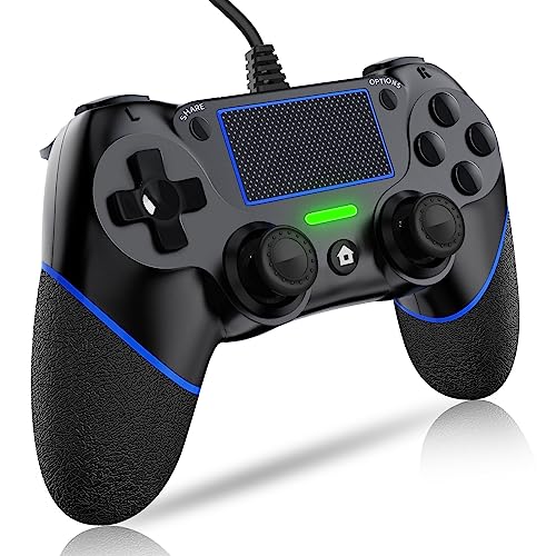 DIANVEN PS4 Wired Controller for PC with Double Vibration and Motion Motors, Compatible with Windows 11/10/8/7