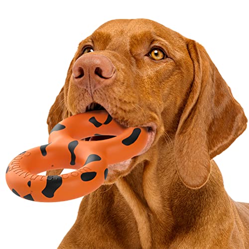 Goughnuts — Dog Toys for Aggressive Chewers | Virtually Indestructible Pull Toy for Breeds Such as Pit Bulls and German Shepherds | Heavy Duty Tug Dog Toy | Medium | Orange