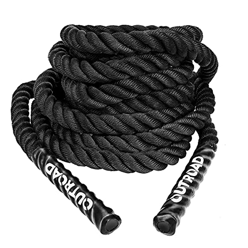 PanAme Heavy Battle Ropes 1.5 inch 30 ft- Polyester Workout Rope Full Body Workout Equipment for Crossfit Training, Home Gym or Fitness Exercise, Building Muscle, Black