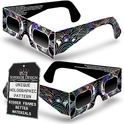 Gravitis Reflective Solar Eclipse Glasses - Shimmering Light-Reflective Design, ISO Certified, UV Safe, Multi-Pack Options (2)