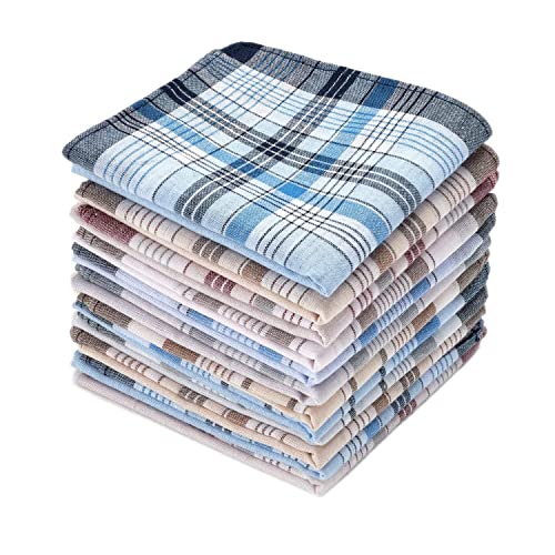 Ohuhu Handkerchiefs for Men, 100% Pure Cotton Pocket Square, Men's Handkerchiefs 12 Piece Gift Set 4 Color Hankies Perfect Gifts