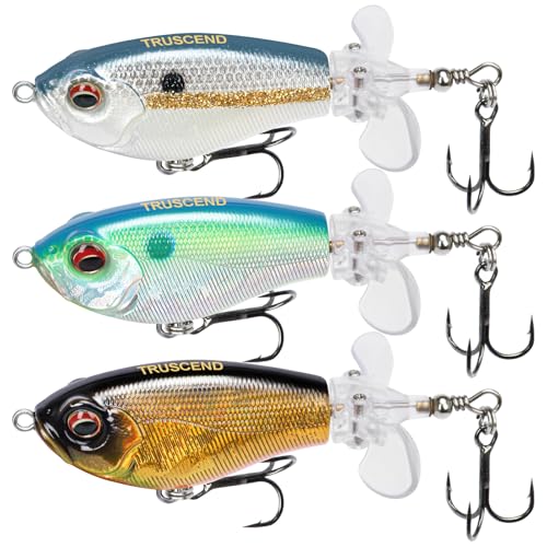 TRUSCEND Top Water Fishing Lures with BKK Hooks, Whopper for Freshwater or Saltwater, Floating Lure Bass Catfish Pike, Wobble Surface Bait Teasers Gifts Men