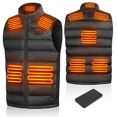 WARMFIT Heated Vest with Battery Pack for Men Women,Lightweight Rechargeable Heated Jacket with 3 Heating Levels 8 Heating Zones-M