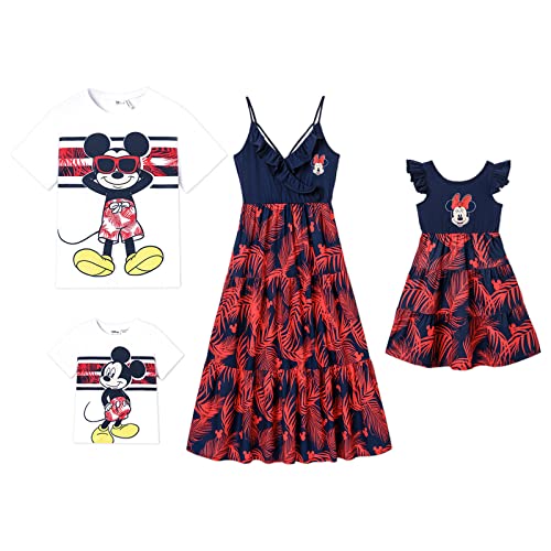 Disney Mickey and Friends Family Vacation Matching Ruffled Cami Dresses and Striped T-Shirts Sets Sets Red Women S