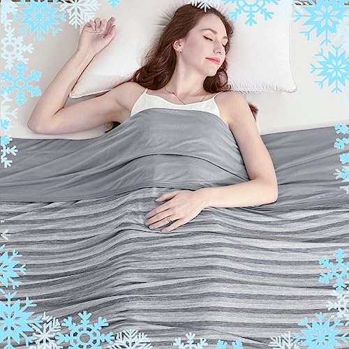 Ailemei Direct Cooling Throw Blanket for Hot Sleepers,Double Sided Cold Effect, Lightweight Breathable Summer Bed Blanket for Couch, Transfer Heat to Keep Body Cool Night Sweats,50'x70',Gray