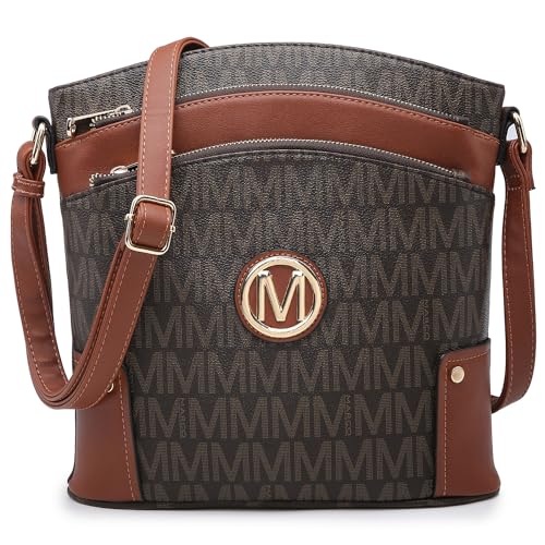 MARCO M KELLY Crossbody Bags Purses for Women Trendy Multi Pockets Monogram Zip Shoulder Bags Ladies PU Leather Handbag