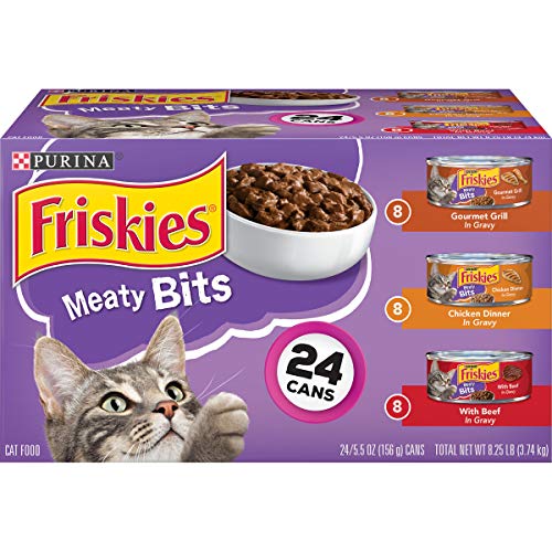 Purina Friskies Gravy Wet Cat Food Variety Pack, Meaty Bits - (Pack of 24) 5.5 oz. Cans