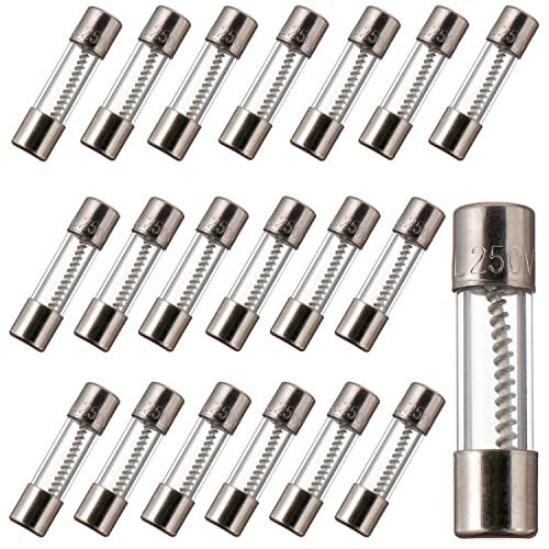 BOJACK T5AL250V 5x20mm 5A 250V Slow Blow Fuses 5 amp 250 Volt 0.2 x 0.78 Inch Glass Tube Time-delay Fuses(Pack of 20 Pcs)