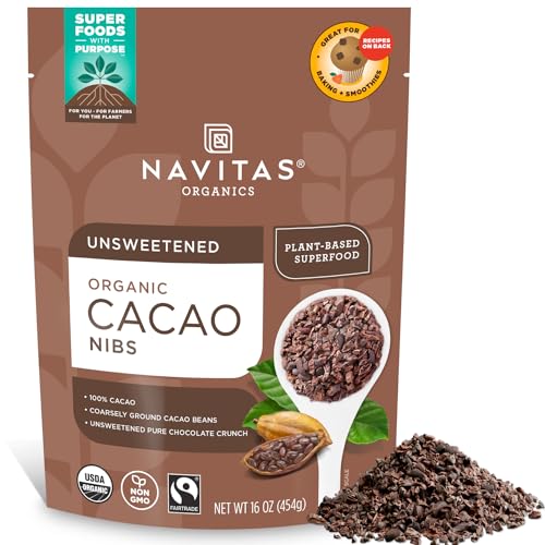Navitas Organics Raw Cacao Nibs, 16oz. Bag, 15 Servings - Organic, Non-GMO, Fair Trade, Gluten-Free